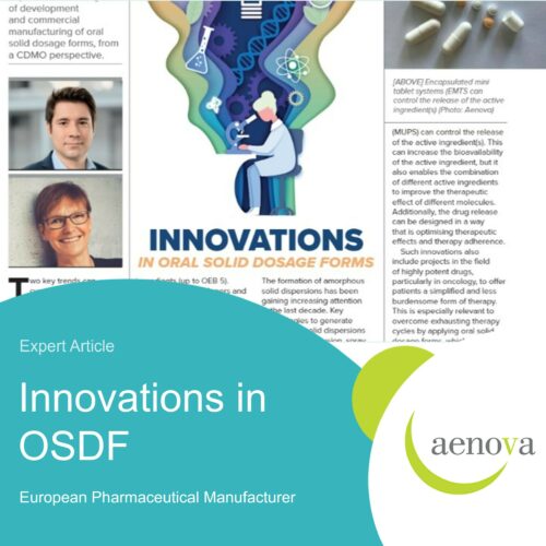 Innovations in oral solid dosage forms, Aenova expert article in EPM 11/12 2022